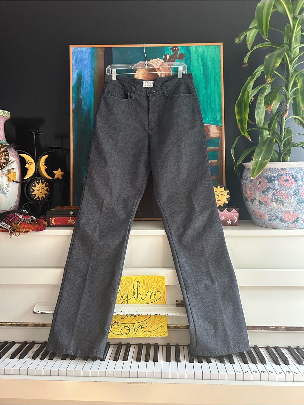 FDJ French Dressing Black Pinstripe Straight Leg Jeans Size 10